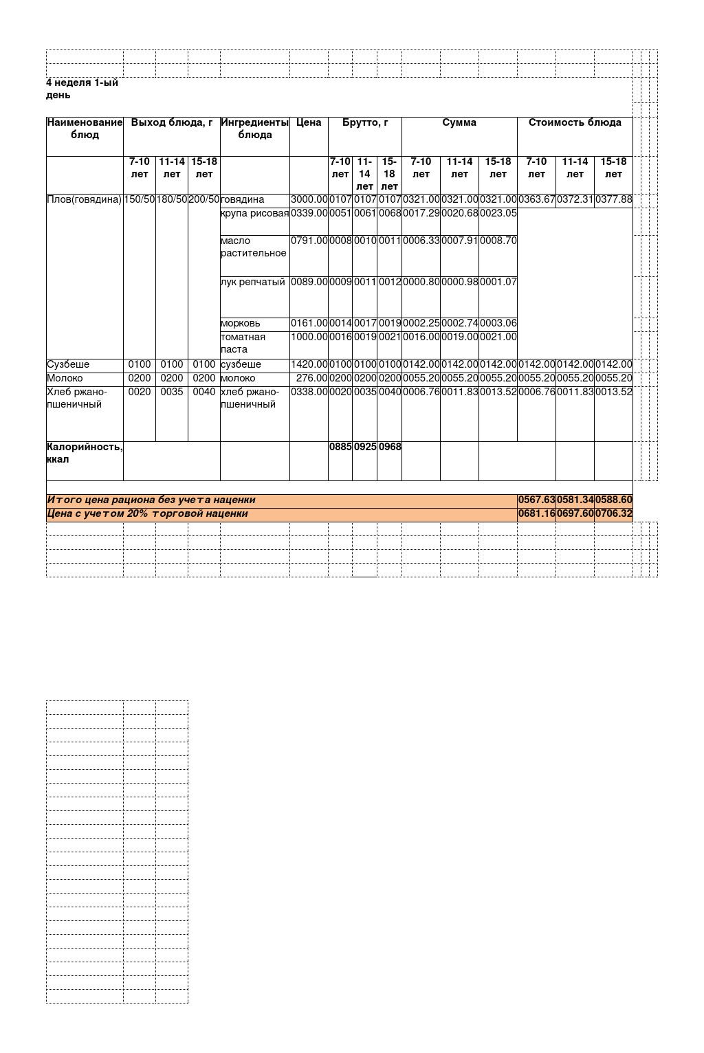 Меню зима-весна