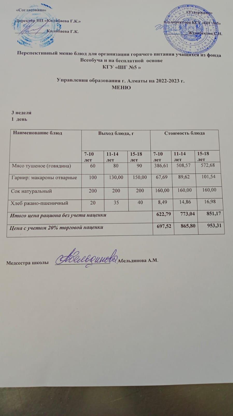 МЕНЮ Меню блюд на 19 декабря 2022 года