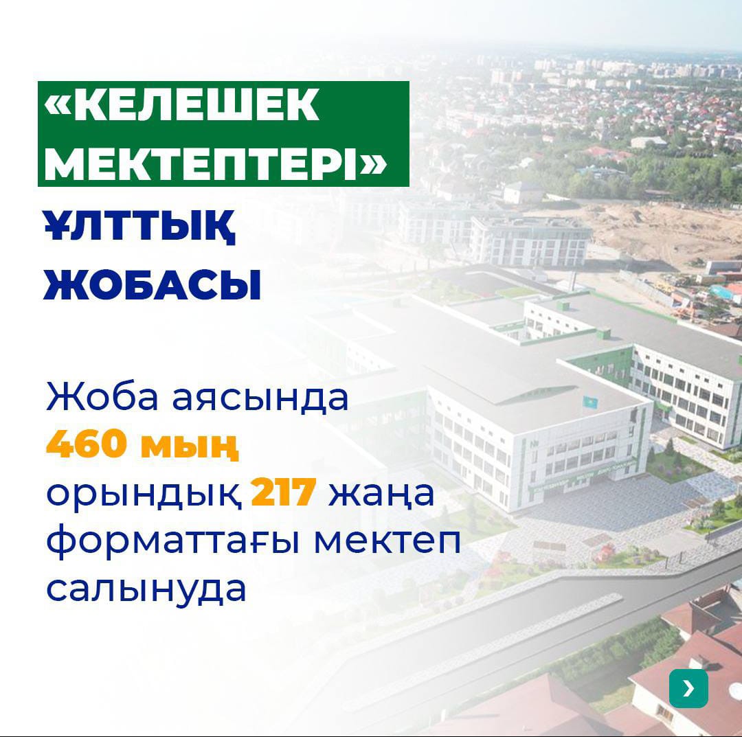Национальный проект "Келешек метептері". "Келешек метептері" ұлттық жобасы.